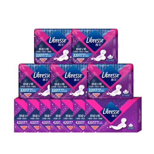 Libresse薇尔舒适V感320夜用40片420夜用17片共54片组套 极薄棉柔卫生巾 商品图8