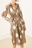 ELLA JADE 浅咖色翻领光泽抽象印花连衣裙 13535 商品缩略图0
