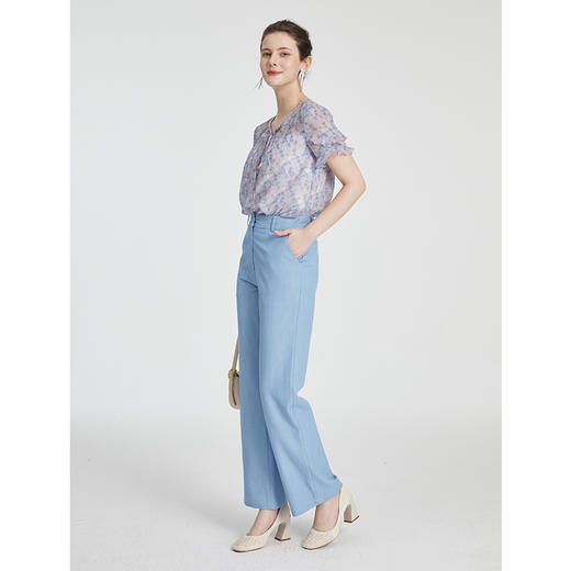 司歌雪纺荷叶V领显瘦上衣T881274 商品图2