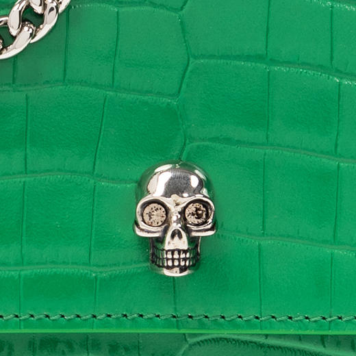 ALEXANDER MCQUEEN 亚历山大.麦昆 女士鳄鱼纹皮革 Skull 单肩包 绿色 613088 1HBUC 3510 商品图3
