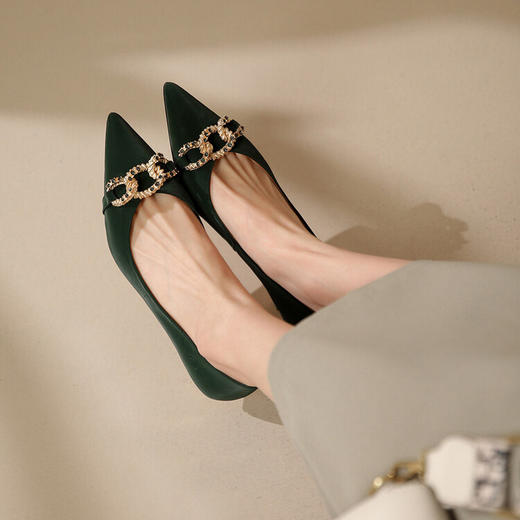 优雅复古，丝光小羊皮里外全皮金属扣件高跟鞋MQ-A10-43 商品图3