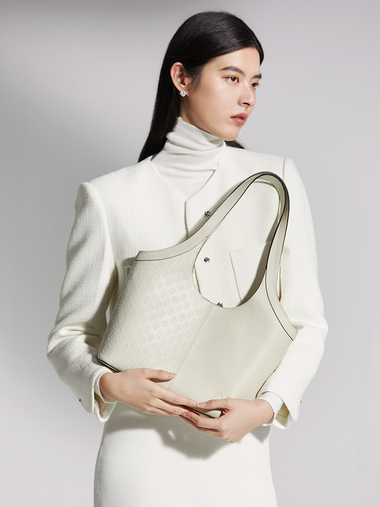 保兰德PLD东方雅奢新款45度老花压纹领口托特包通勤必备女包