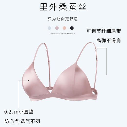 TG-TG02S201 法式真丝内衣 细肩带光面桑蚕丝无钢圈内衣三角杯透气 商品图1