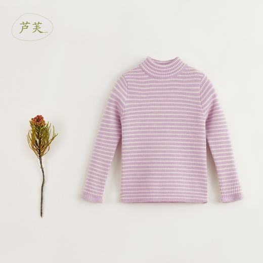 【马克珍妮 芦芙】冬装新款 女童羊毛条纹高弹高领柔软毛衣231970 商品图1