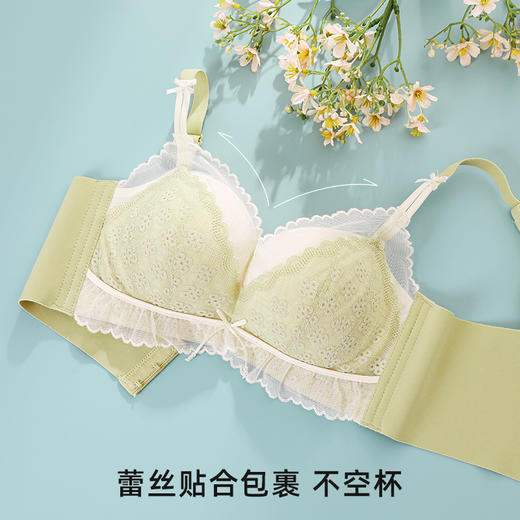 熳洁儿 本命红新年内衣女小胸聚拢文胸薄款无钢圈舒适承托性感蕾丝柔软23261558 商品图5