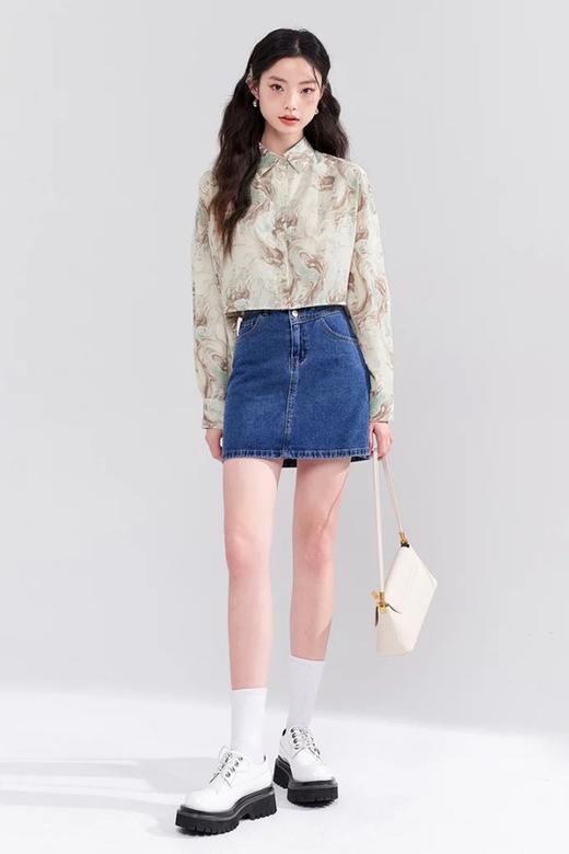 WESTLINK/西遇 艺术抽象印花长袖百搭衬衫上衣 17105 商品图3