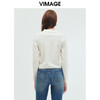 VIMAGE纬漫纪可机洗羊毛衫时尚显瘦白色polo翻领针织开衫秋新款VC2301208 商品缩略图5