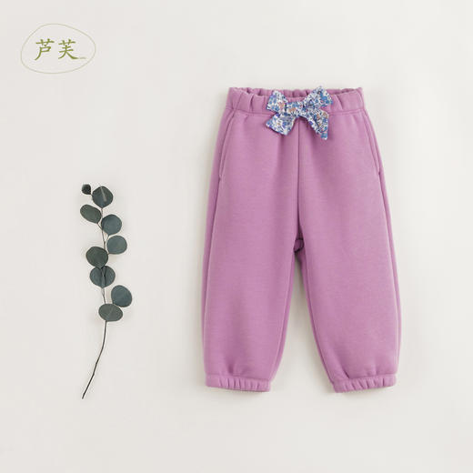 【马克珍妮 芦芙】冬装新款 女童蝴蝶结加绒加厚保暖运动裤231990 商品图2