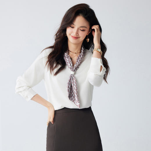 【精致干练】罗蒙春秋款女式长袖衬衫知性优雅简约大方商务日常衬衫女 商品图3