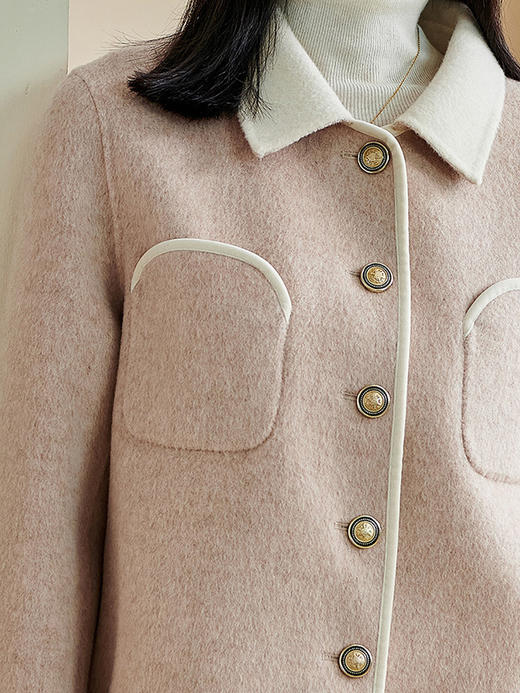 米思阳2025冬季新款气质减龄直筒毛呢外套100%绵羊毛短款上衣1228 商品图4