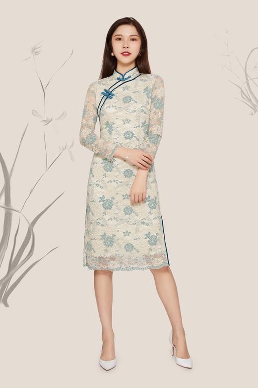 Le Malene 中国风旗袍款薄荷绿连衣裙 9823 商品图1