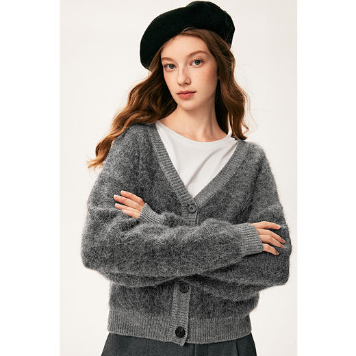 【严选】诗凡黎冬基础百搭v领小廓形开衫7E9133131 商品图4