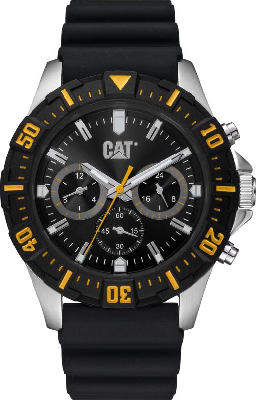 卡特黑黄表盘三眼硅胶表带手表Cat® Black And Yellow Dial Three
Eyes Silicone Strap Watch 商品图0