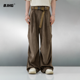 BJHG不计后果秋季灯芯绒休闲裤子男款美式高街宽松直筒阔腿伞兵裤