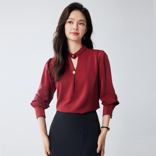 【简约大方】罗蒙春秋款女式长袖衬衫亲肤柔软百搭舒适优雅长袖衬衫女 商品图2