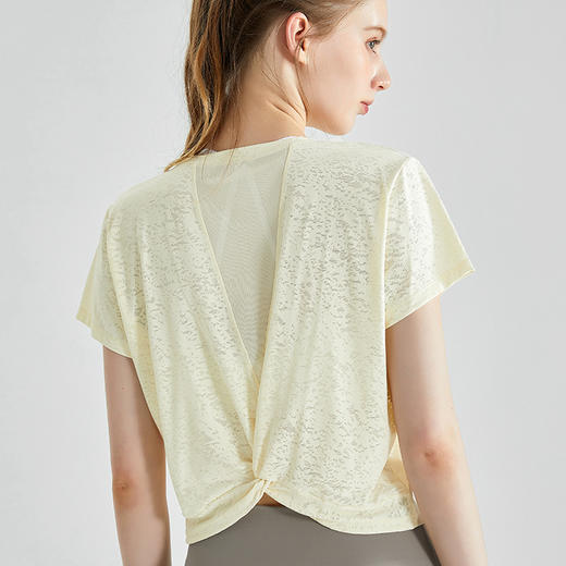 2023新款提花运动上衣速干女生夏季宽松网纱拼接透气健身罩衫夏天WM 00 DX-130 商品图1