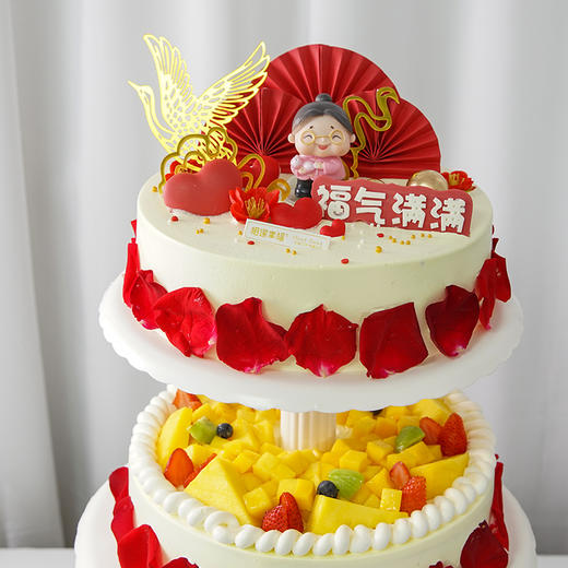 【福寿康宁蛋糕】可支持定制尺寸或夹心，适用于各种宴会、派对、生日、婚礼、会议等场合~ 商品图1