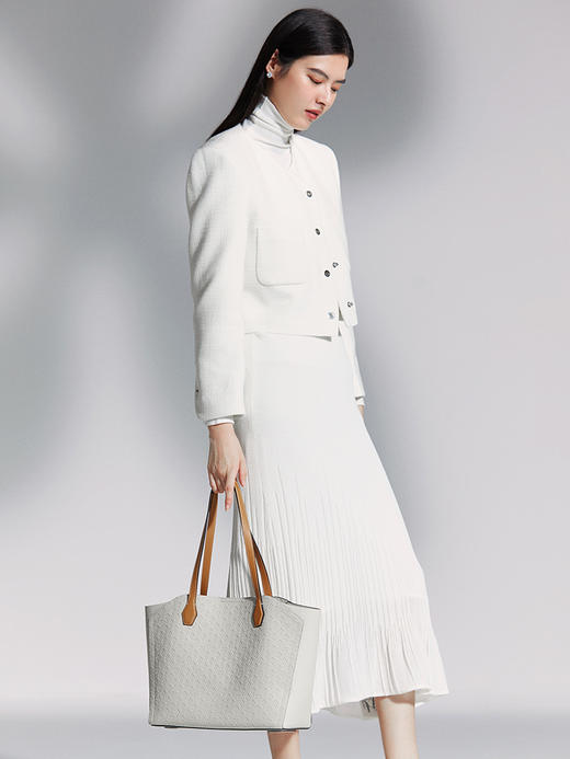 保兰德PLD东方雅奢45度老花压纹头层牛皮贝壳单肩托特包通勤必备女包 商品图2