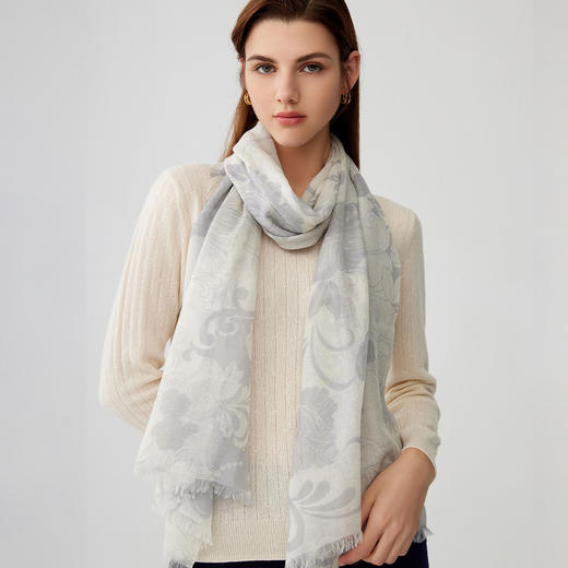 【纯羊毛围巾】23年秋冬新品100%绵羊毛印花百搭丝巾 商品图5