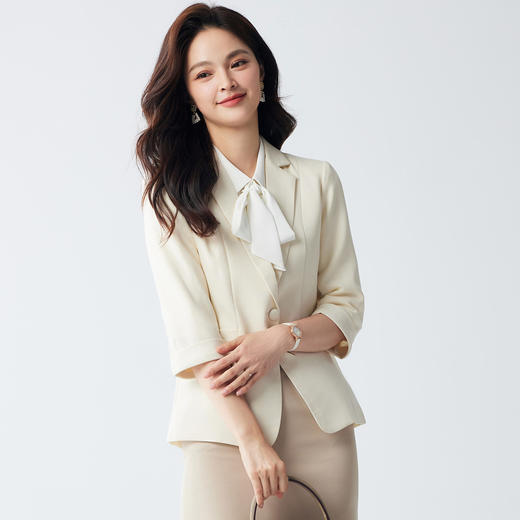 【时尚百搭】罗蒙女式西服简约知性优雅通勤气质七分袖西服外套女 商品图4