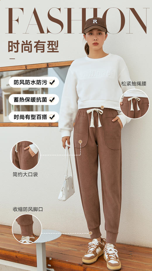 【纳米绒防风裤】秋冬季新款  加绒加厚防水  休闲裤收脚百搭卫裤   男女可穿 商品图6