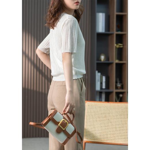 【现货7天】短袖针织衫女2023夏季新款薄款微透开衫圆领时尚百搭T恤上衣 商品图3