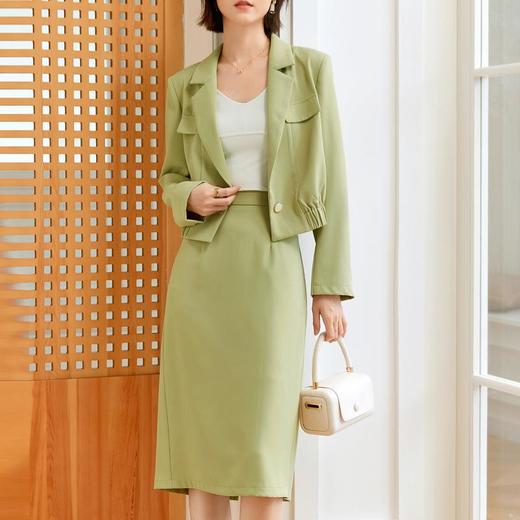 百姿 短款一粒扣西装外套女秋季款气质通勤OL收腰长袖上衣女 商品图2