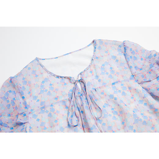 司歌雪纺荷叶V领显瘦上衣T881274 商品图1