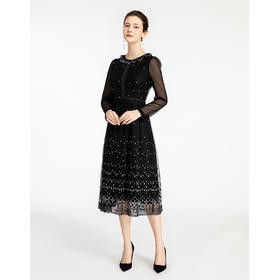 司歌蕾丝长袖优雅新中式连衣裙A881099