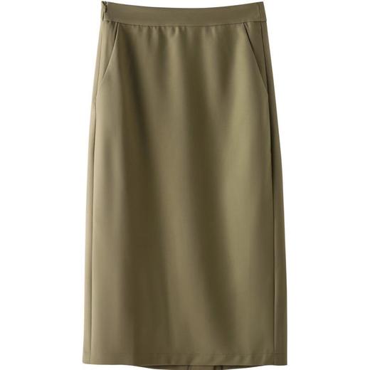 百姿 轻熟风高腰半身裙2023春季新品纯色显瘦开衩包臀裙中长款 商品图4