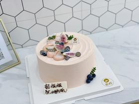 简单无花果粉色水果蛋糕造型
