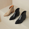 秋冬新款，纯色尖头中跟短靴DP-137 商品缩略图4