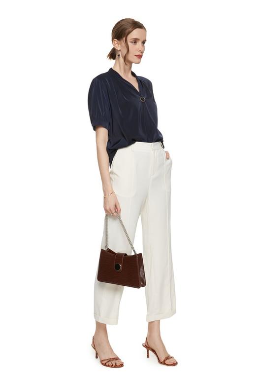 J+C 环扣饰海军蓝V领上衣 7559 商品图3