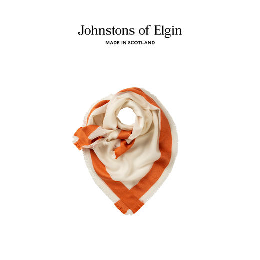 Johnstons of Elgin条纹镶边羊毛混纺大方巾 商品图4