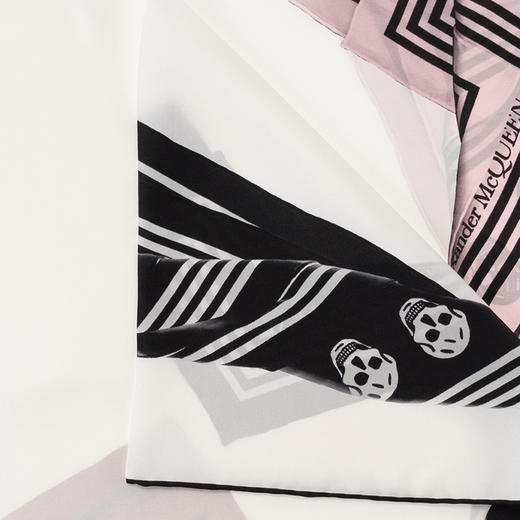 ALEXANDER MCQUEEN 亚历山大.麦昆 女士logo印花真丝围巾 混色 738042 3001Q 9088 商品图2