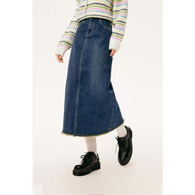 【严选】诗凡黎冬后开叉设计牛仔半裙7E9141931