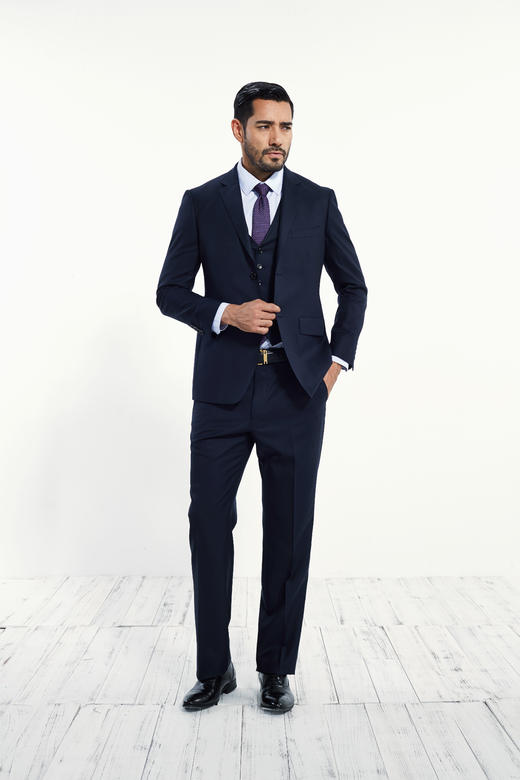 【499一套 羊毛桑蚕丝混纺套西  送真丝领带】占姆士男士羊毛桑蚕丝混纺高档纯色套西西服西裤上下装    黑色丈青 商品图1