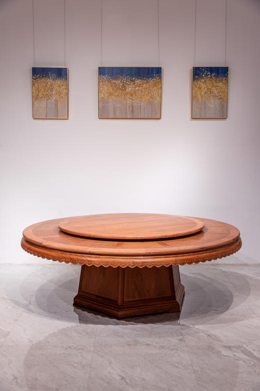 红桥红  家具严选  缅甸花梨(大果紫檀）  【238花边底座圆餐桌 十三件套 】 商品图6