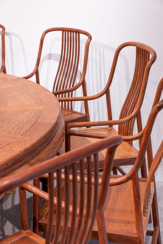 红桥红  家具严选  缅甸花梨(大果紫檀）  【238花边底座圆餐桌 十三件套 】 商品图5