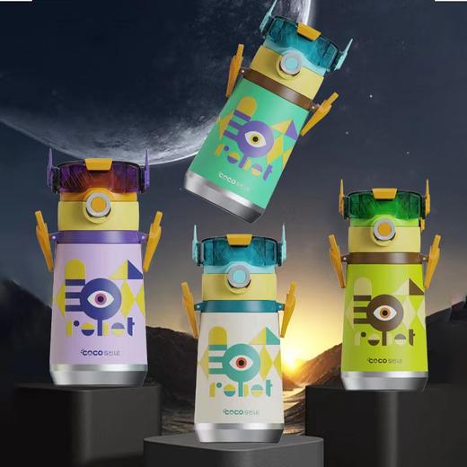 可可猫机器人单双眼保温杯女新款水杯网红高颜值便携儿童杯子吸管 商品图4