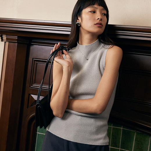 IN AND ON 羊毛背心打底衫修身无袖针织半高领内搭53645 商品图1