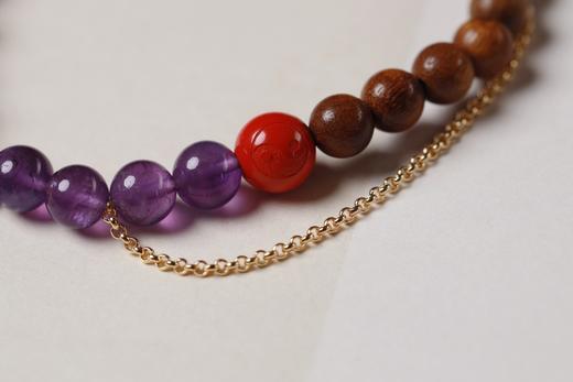 JSNM0137°老料金丝楠木|紫水晶手串 商品图4