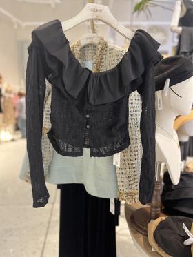【门店同款】秋季一字肩花边蕾丝上衣 154053818