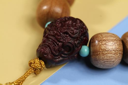 JSNM0057°老料金丝楠木/紫光檀六棱瓜棱珠 商品图2