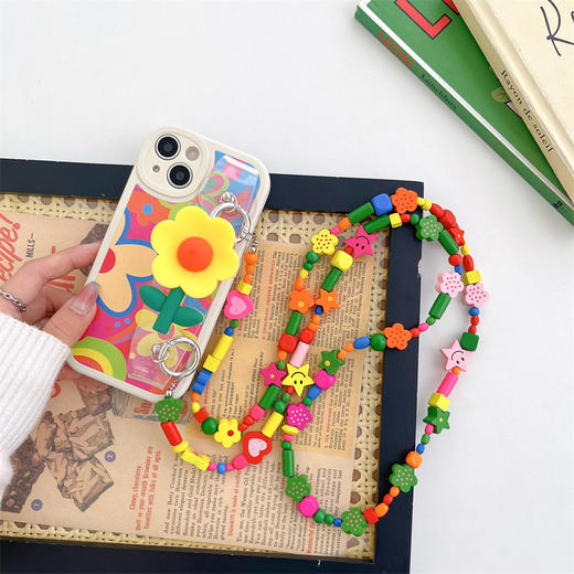 小黄花腕带适用苹果14手机壳涂鸦iPhone13斜挎绳12promax硅胶软壳_HLY 商品图2