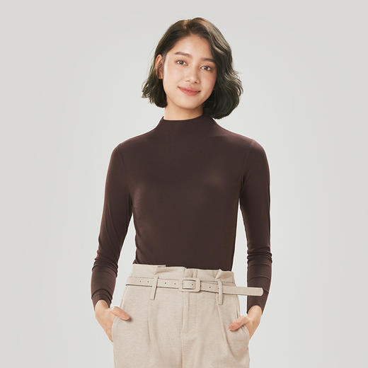 都市丽人轻暖保暖衣女5至15度适穿适穿AMP罗纹随意裁发热纤维薄款单件保暖衣上衣秋衣新年本命年红品LW35A1 商品图3