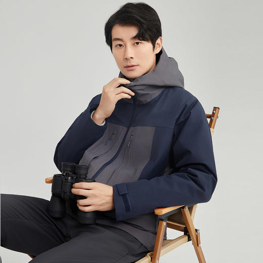 圣得西三合一羽绒内胆冲锋两件套冬季户外连帽外套撞色登山服2362942781 商品图4