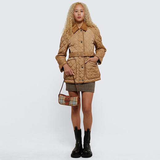 【二】BURBERRY 巴宝莉 女士钻石绗缝尼龙夹克棉服 米色 8071842 A7026 商品图3