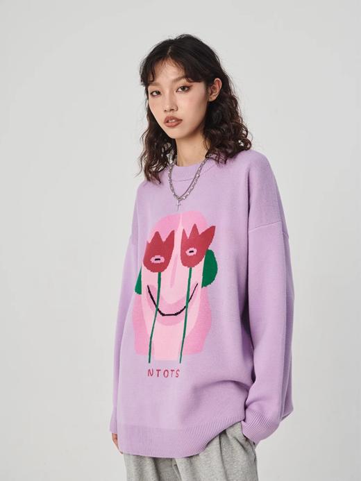 NTOT/NOTMY21046/抽象人脸提花毛衣 商品图1