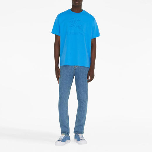 BURBERRY 巴宝莉 男士马术骑士徽标棉质圆领短袖T恤 蓝色 8072757 B6143 商品图1